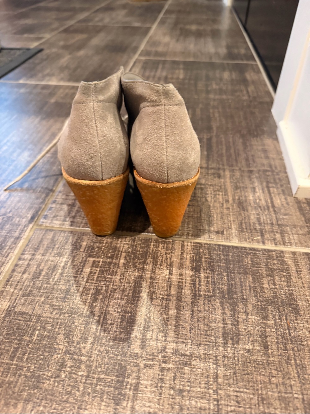 Cole Haan Womens gray Suede Wedge Booties - Stylish Everyday Heel